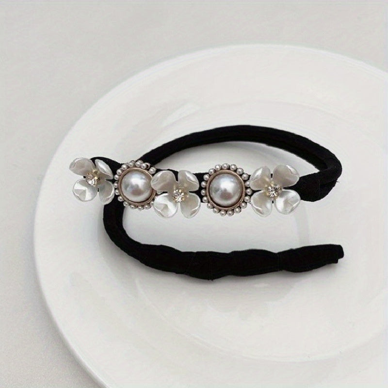 Faux Pearl Flower Hair Bun Maker Styling Tool For Women Girls