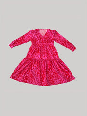  Allover Print Button Decor Midi Smock Dress