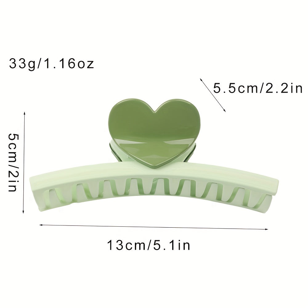 Glossy Hair Claw Heart Decor Sweet Hair Clip Ponytail Holder