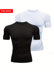 2pcs Men's Quick Dry Sports T Shirts High Stretch Compression