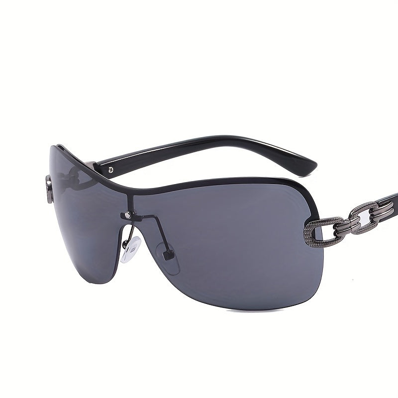 Y2K Semi Rimless Sunglasses Gradient Lens UV400