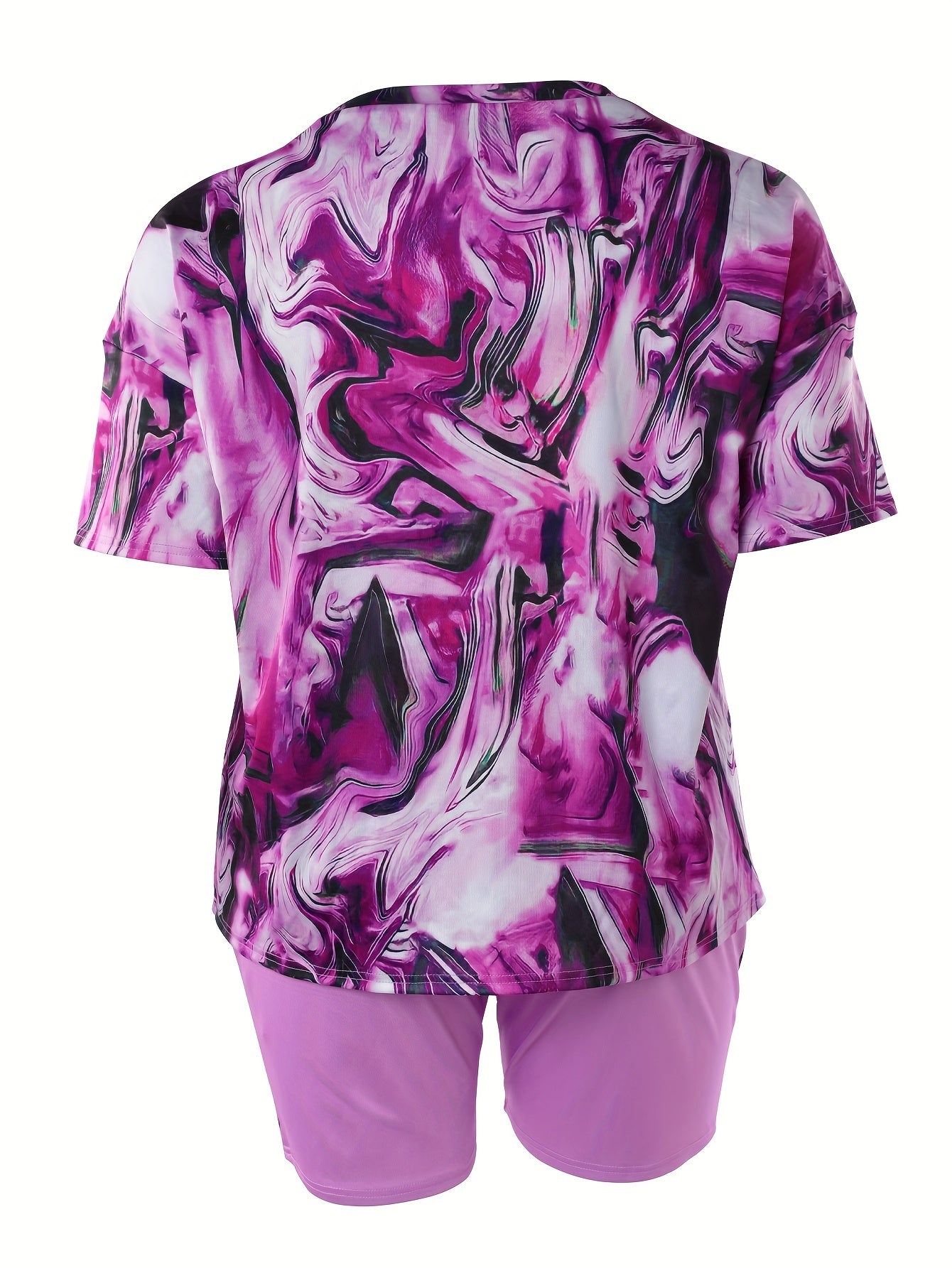  Marble Print Tee & Shorts Set