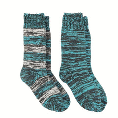 2 Pairs Stripe Print Socks Warm Mid Tube Women's Stockings