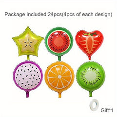 24pcs Fruit Party Decoration Balloons 18 inch Aluminum Foil Balloons