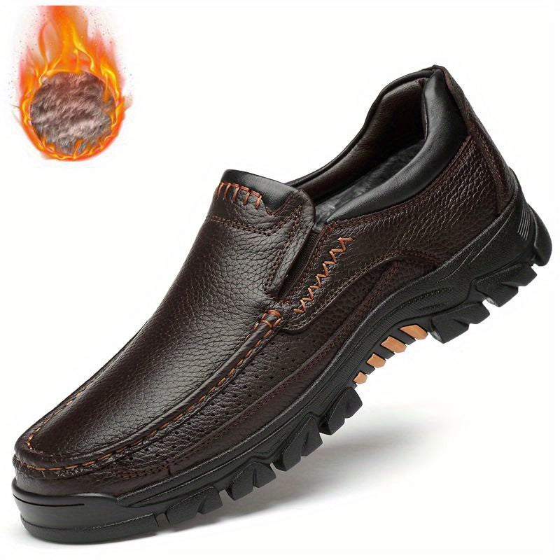 Men's Warm Slip On Leather Shoes for Traveling