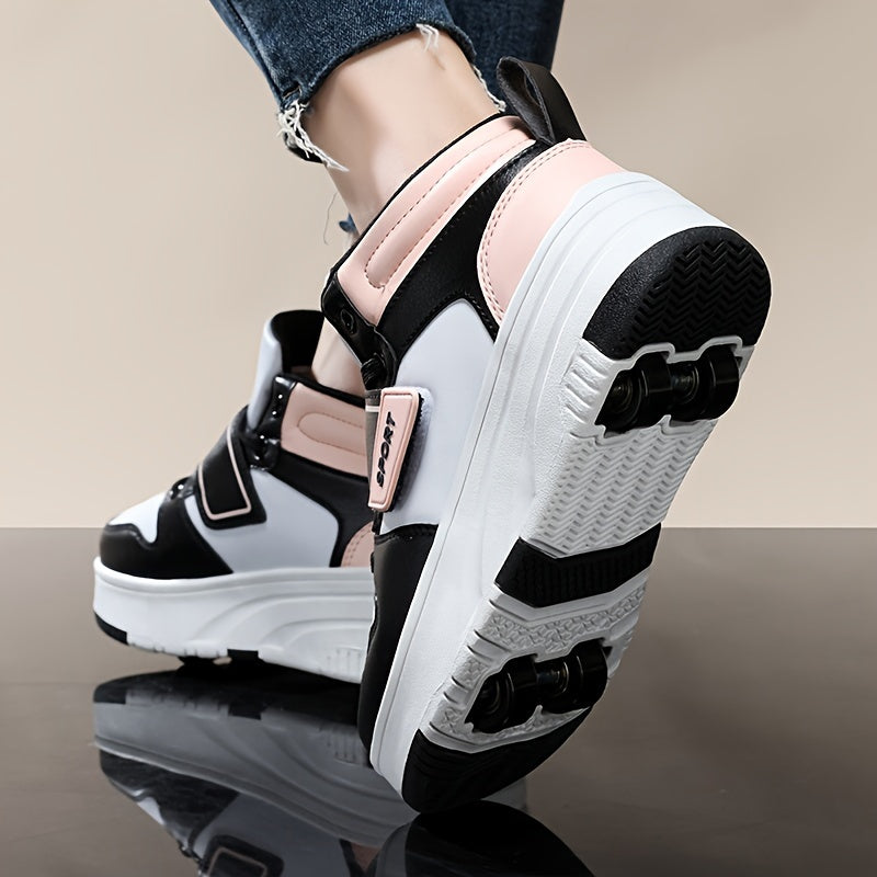 Girl's Roller Shoes Hook Loop Fastener Skate Sneakers Kids Teen Outdoor