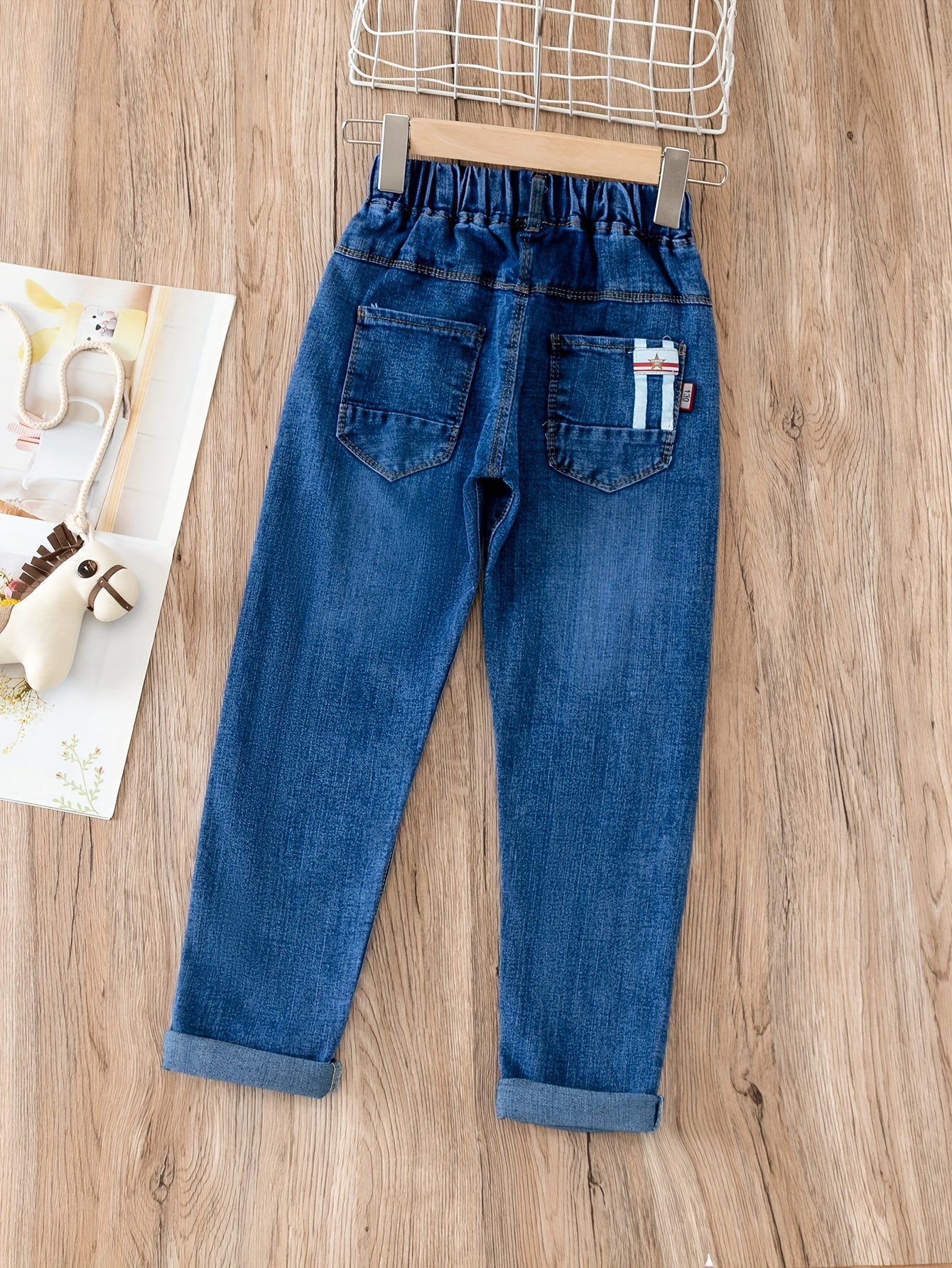 Boys Striped Lined Denim Trousers