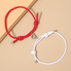 2pcs Love Heart Magnet Buckle Bracelets Couple Set Accessories
