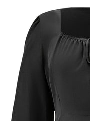  Long Sleeve Tie Front Maxi Dress