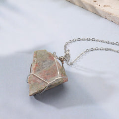 Men's Rough Wire Wound Stone Necklace