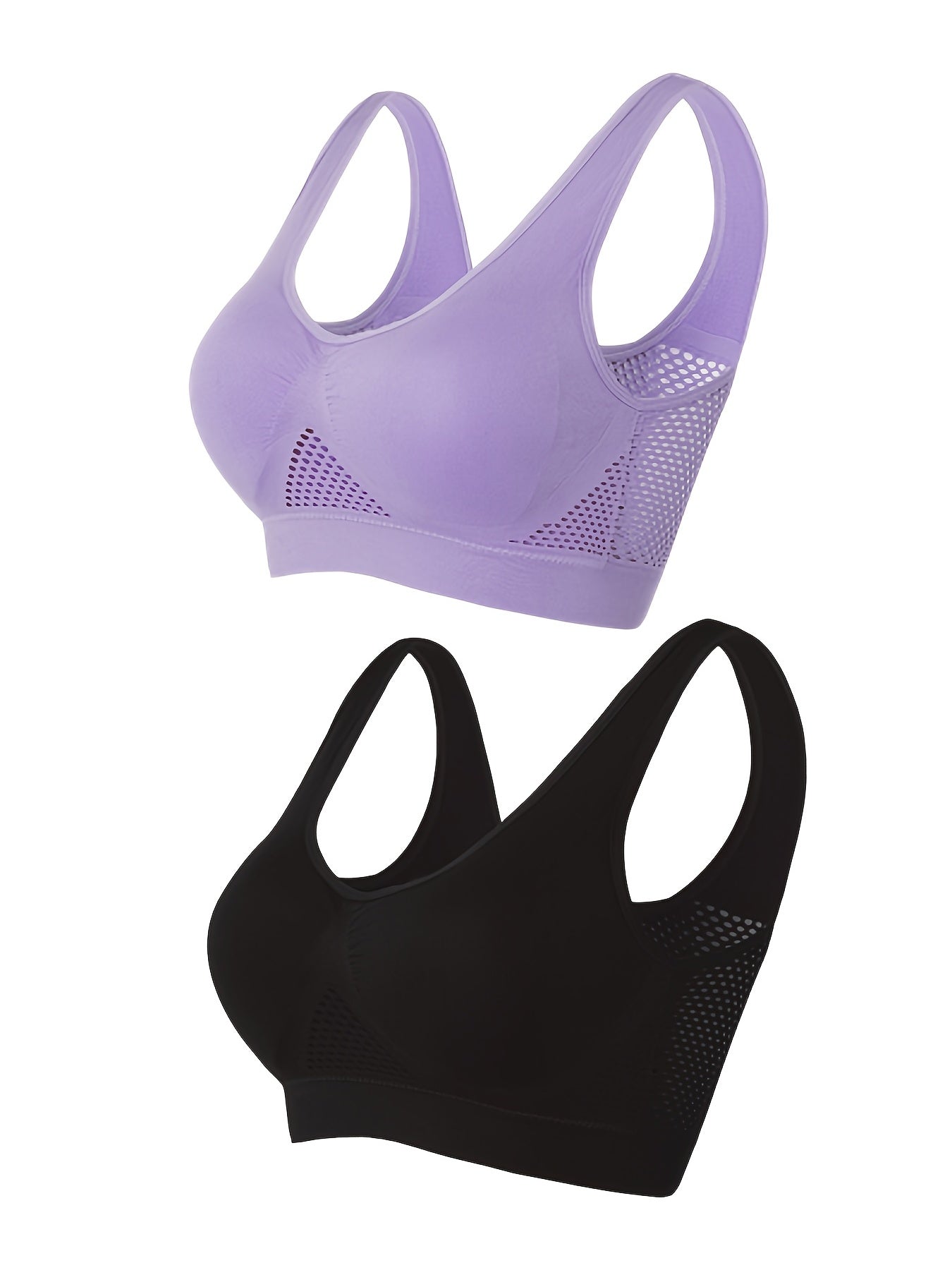 2pcs Wireless Sports Bras Cut Out Running Workout Bra