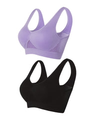 2pcs Wireless Sports Bras Cut Out Running Workout Bra