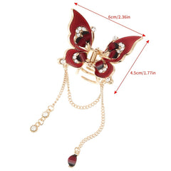 Butterfly Rhinestone Tassel Hair Claw Clip Vintage Grip Hair Jaw Clip