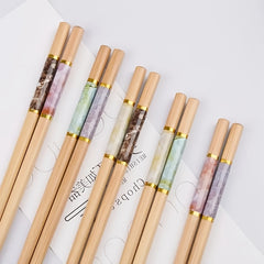 5 Pairs Bamboo Crackle Print Chopsticks Chinese Food Chopsticks