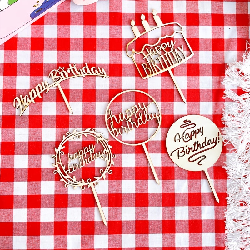 Wooden Cake Decor Party Tassel Stand Cake Sticker