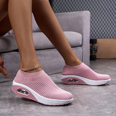 Women's Platform Chunky Sneakers Air Cushion Slip-on Walking Shoes