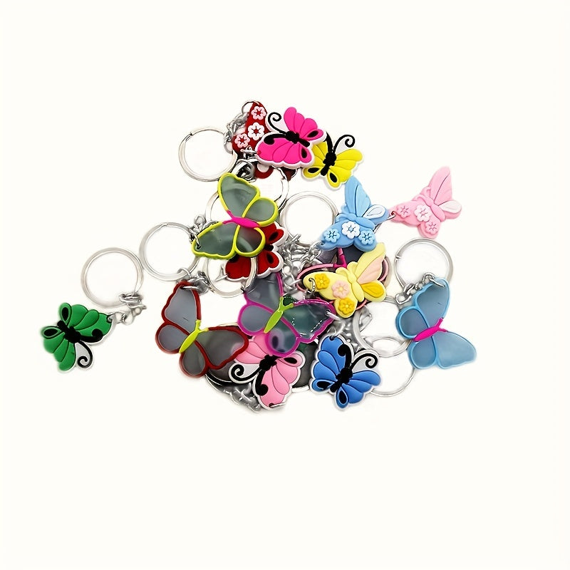17pcs Butterfly Keychain Animal PVC Key Ring Bag Charm Earphone Accessory