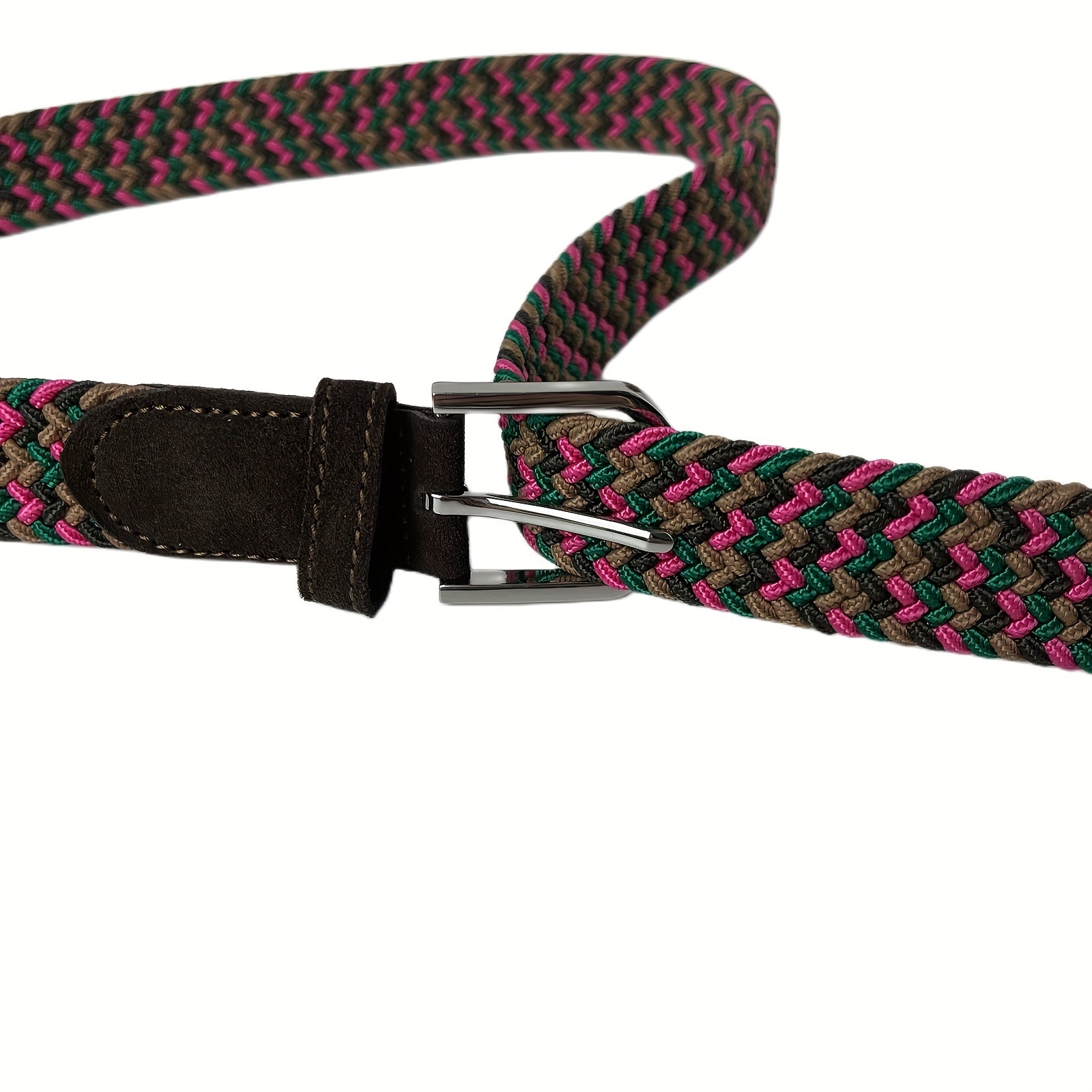 Elastic Braided Belt Pin Buckle Stretch Belt Canvas Waistband Girls