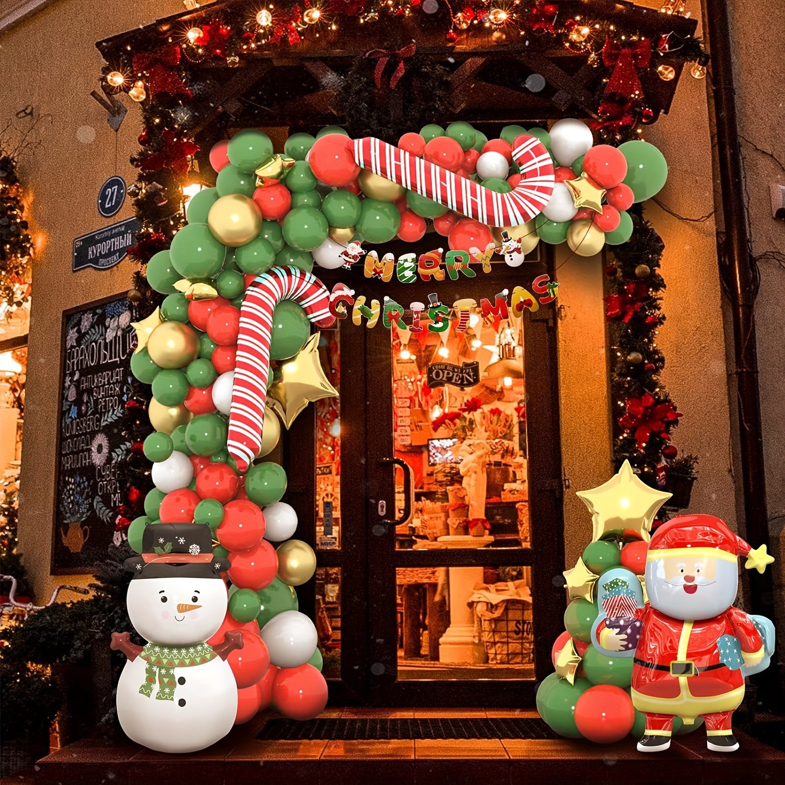 132pcs Christmas Balloon Garland Arch Kit with Merry Christmas Banner