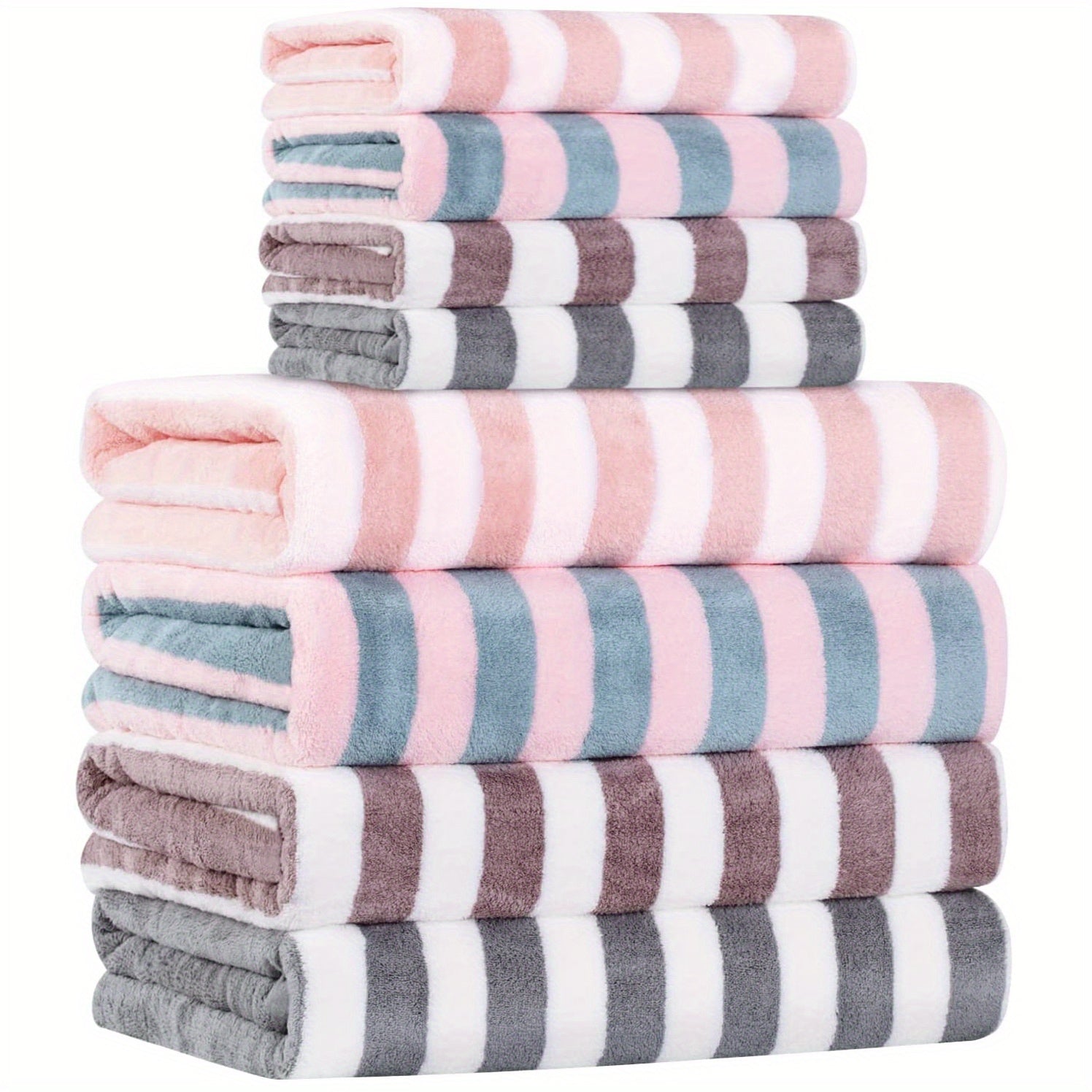 8pcs Microfiber Towel Set - Quick Dry & Soft Towels for Bathroom and Beach