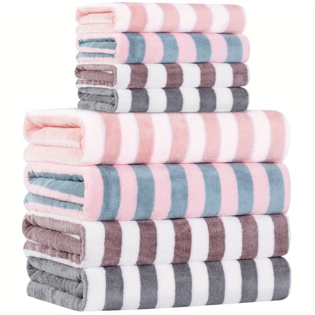 8pcs Microfiber Towel Set - Quick Dry & Soft Towels for Bathroom and Beach