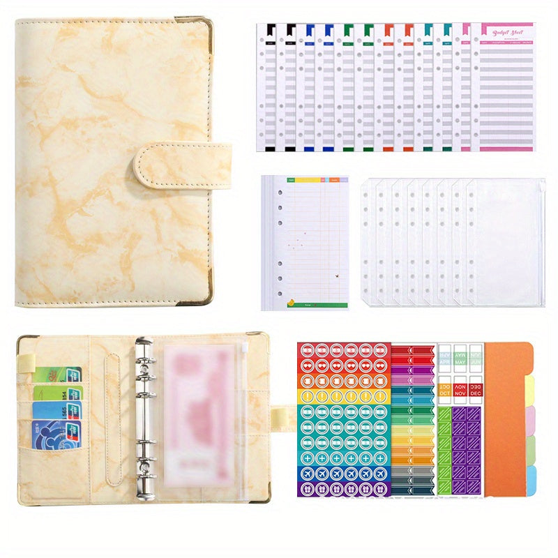 Marble Pattern Corner Protector Magnetic Buckle Notebook