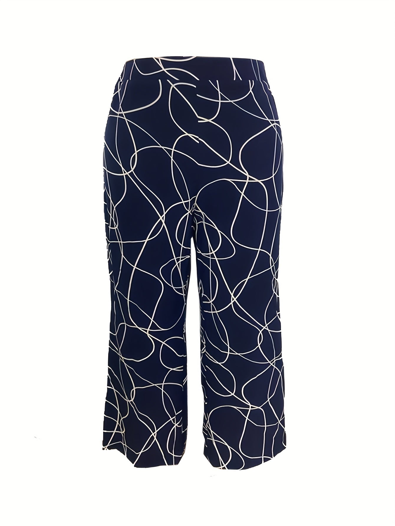  Abstract Stripe Print Wide Leg Trousers