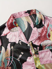Floral Pajamas Set Short Sleeve Top & Shorts & Pants