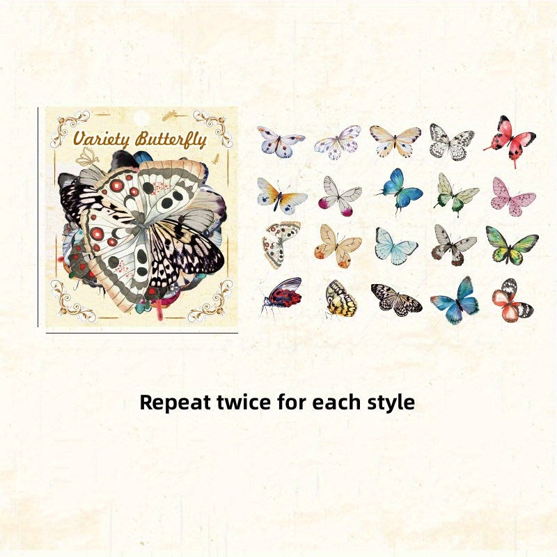 40pcs Butterfly Waterproof Stickers Scrapbooking Label Diary Cup Phone