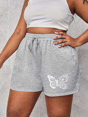  Floral Butterfly Print Sporty Shorts