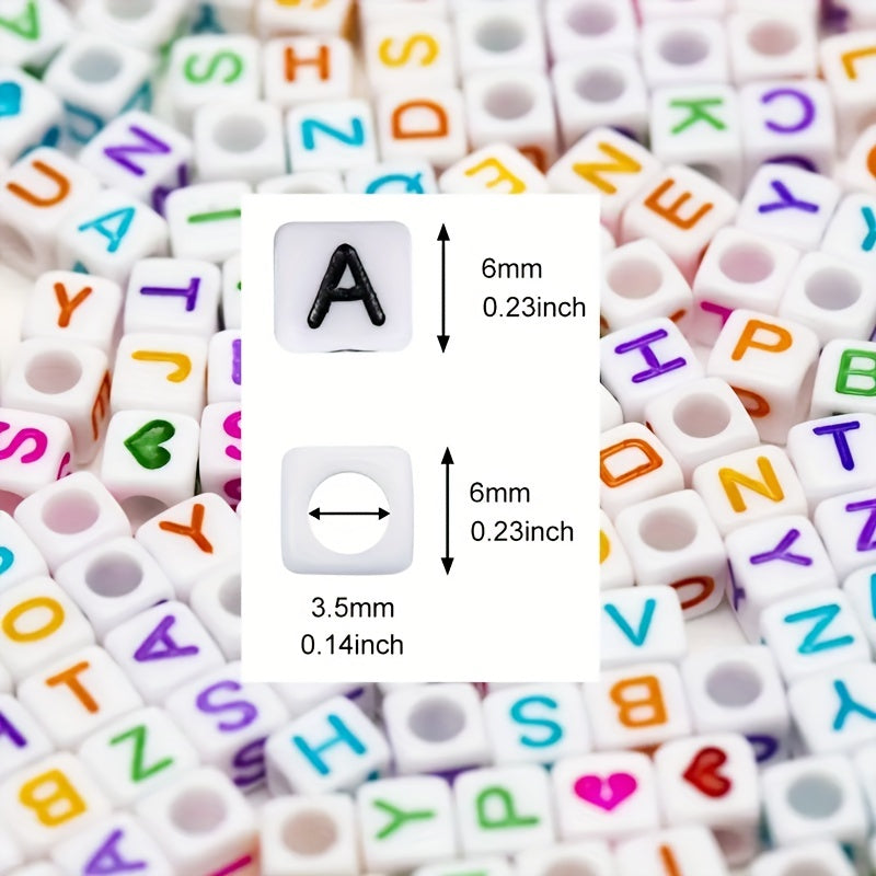 100pcs 6 6mm English Letter Cube Acrylic Beads DIY Jewelry Accessories