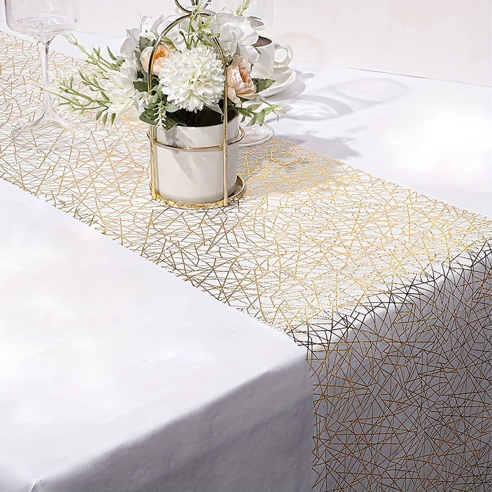 Golden Metallic Linen Table Runner for Wedding Parties