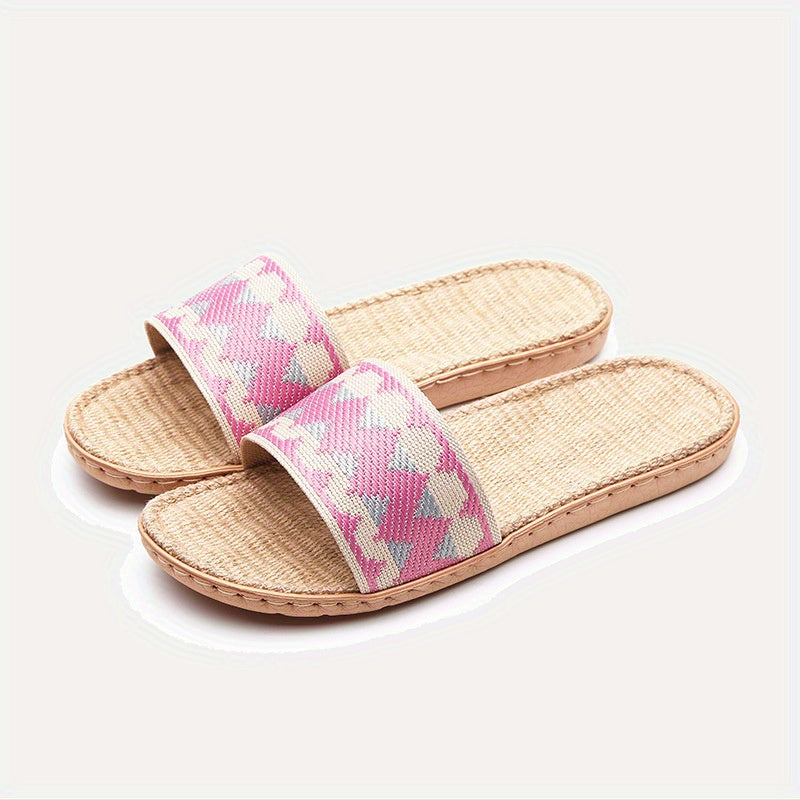 Women's Linen Fabric Slippers Indoor Lightweight Non Slip Slippers