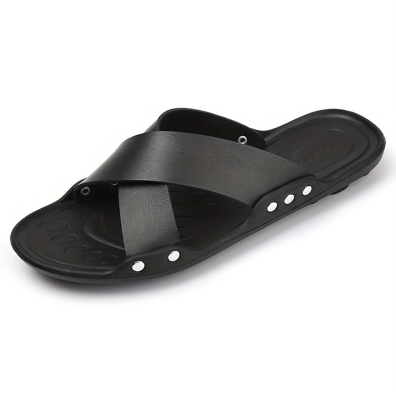 Men's Solid Breathable Slides Casual Slippers For Outdoor