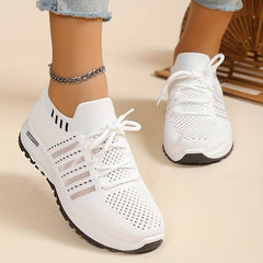 Breathable Lace Up Knitted Casual Sneakers Ultra Light Comfortable Running Sport