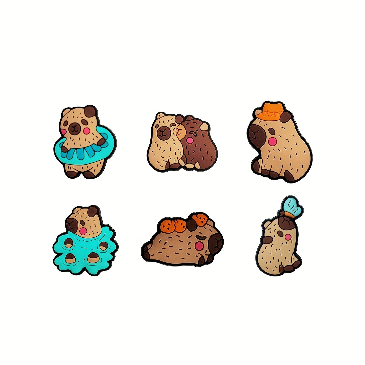 6pcs Capybara Girl Clog Ornament Bubble Slide Sandals Funny Shoe Ornament