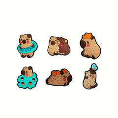6pcs Capybara Girl Clog Ornament Bubble Slide Sandals Funny Shoe Ornament