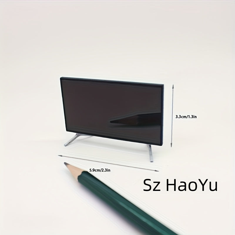 1:12 Scale Plastic Mini TV Model with Stand for Dollhouse Renovation