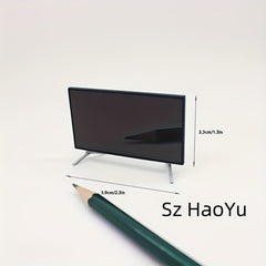 1:12 Scale Plastic Mini TV Model with Stand for Dollhouse Renovation