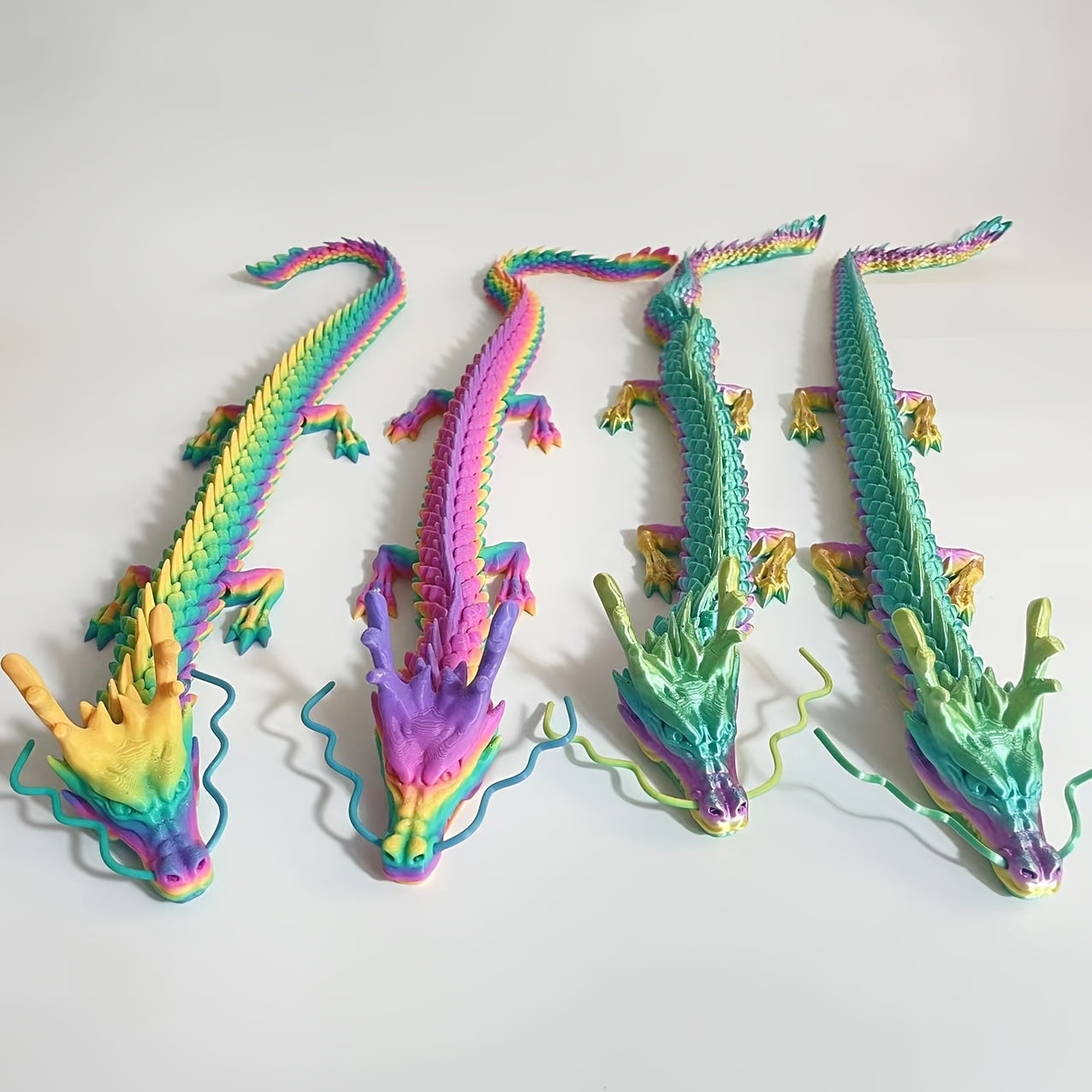 Flexible 3D Printed Dragon Figurine Multicolor Decor Gift