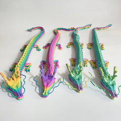 Flexible 3D Printed Dragon Figurine Multicolor Decor Gift