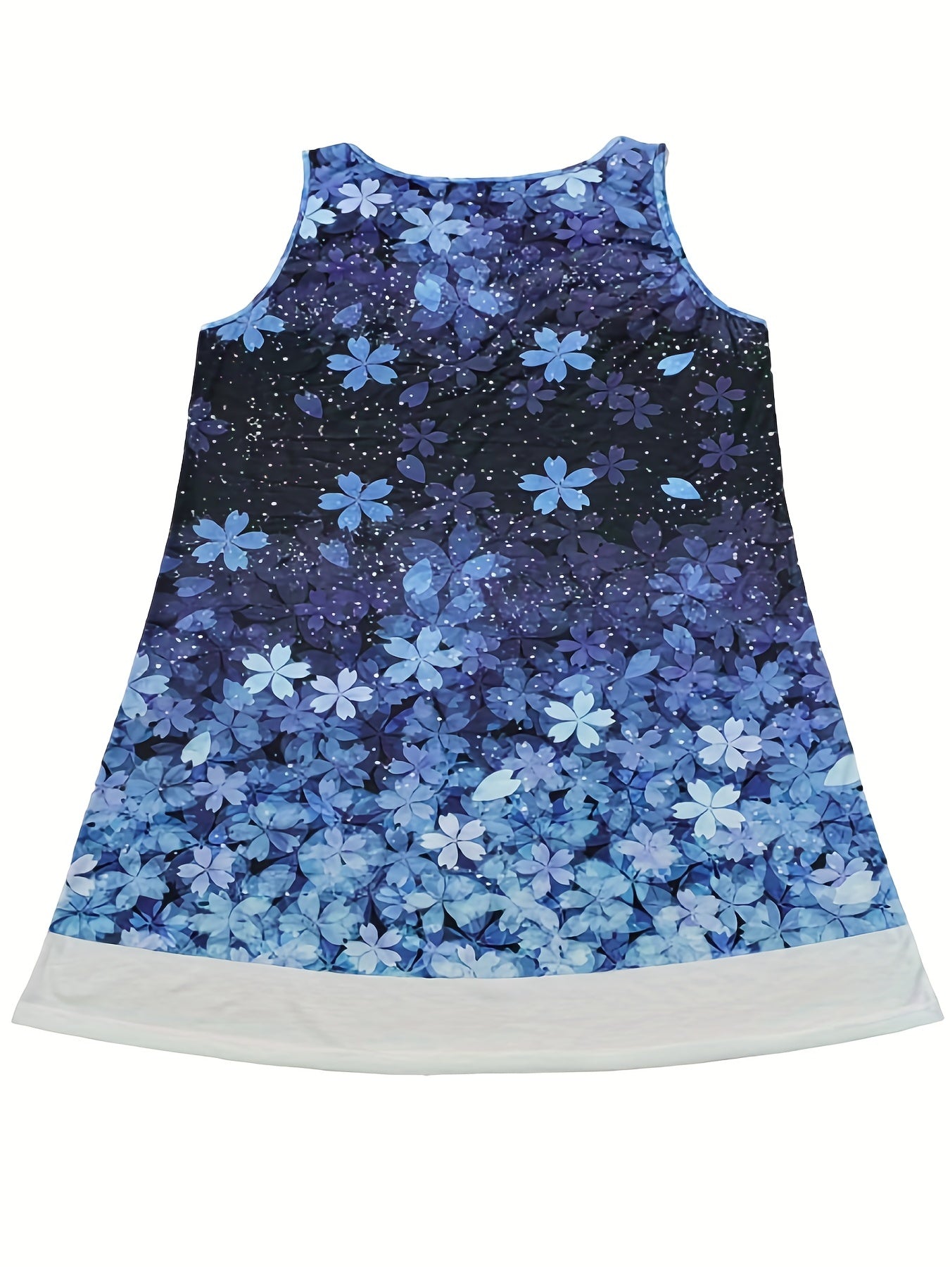  Colorblock Floral Print Round Neck Tank Dress