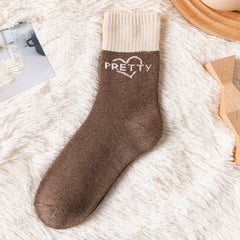 Women's Letter Pattern Colorblock Tube Socks