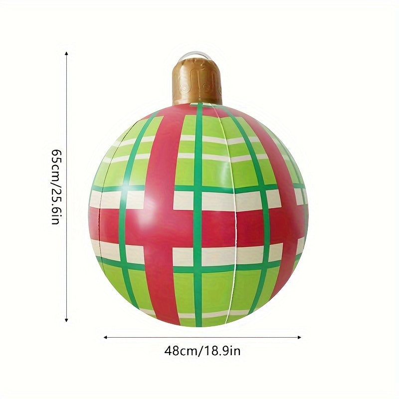 Christmas Outdoor Inflatable Ball 23.6 Inch Green Yellow Red Striped Tree Decor
