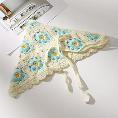 Daisy Crochet Bandana Triangle Headband for Women Girls