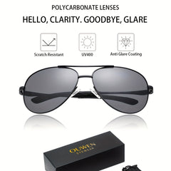 OUWEN Classic Aviator Sports Sunglasses For Men Metal Frame UV Protection
