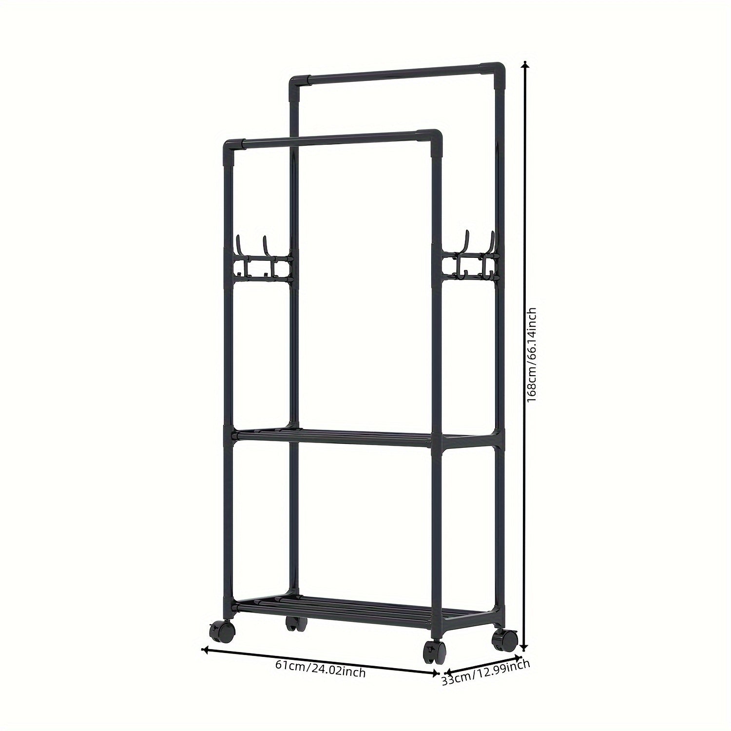 Double Pole Coat Rack 2 Layer Clothes Rack Standing Hat Rack Shoes And Hats Rack