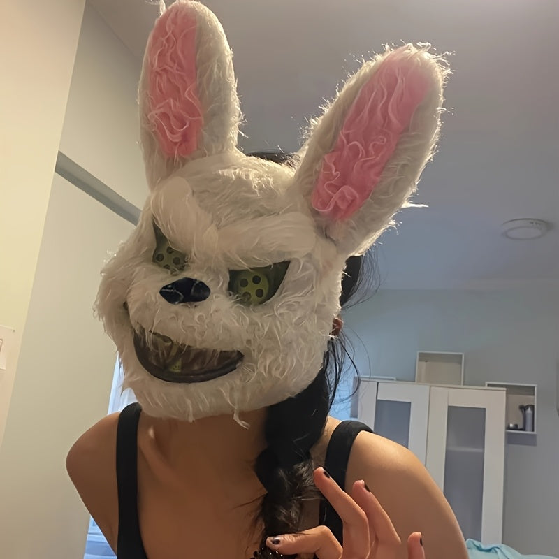 Spooky Rabbit Mask Plush with Yellow Eyes