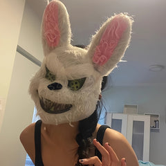 Spooky Rabbit Mask Plush with Yellow Eyes