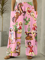  Cowgirl Print High Rise Wide Leg Pants